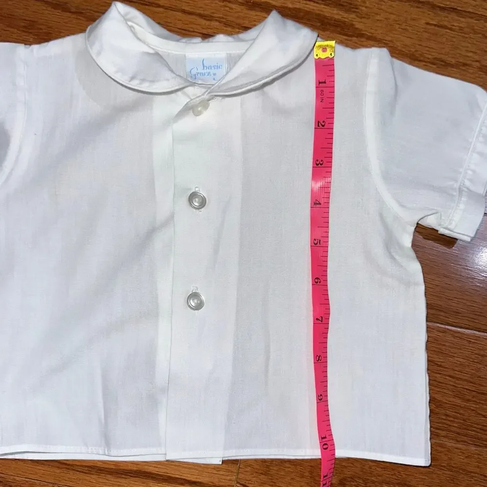 Vintage Baby Boys Red White Blue Sailboat Sailor Shirt & Overalls Set